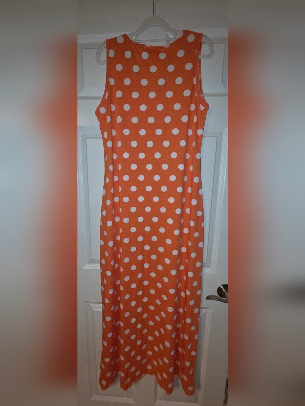 LuLaRoe Dani NWOT Orange Polka Dot Sleeveless Maxi Dress Size XL Retail$55 - Picture 3 of 4